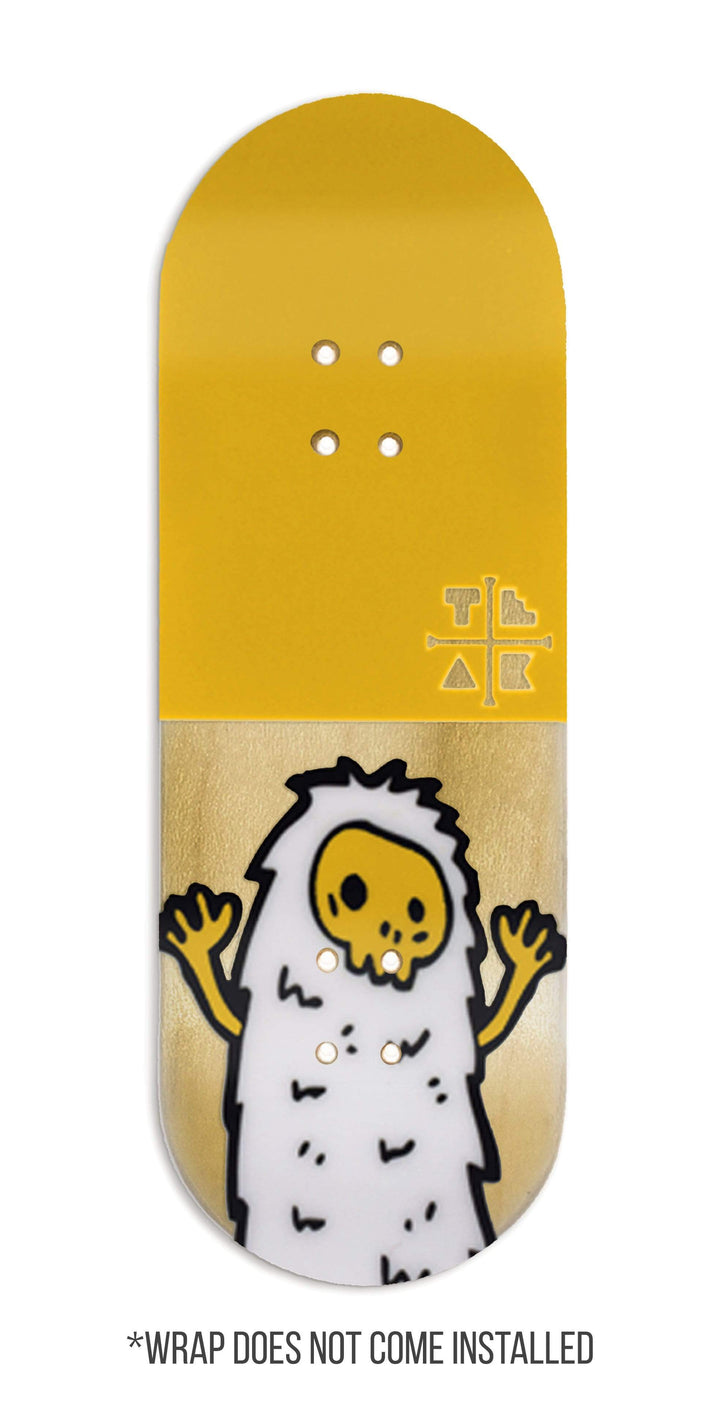 Teak Tuning Teak Swap Fingerboard Deck & Graphic Wrap - "Yellow Yeti" - 32mm x 97mm