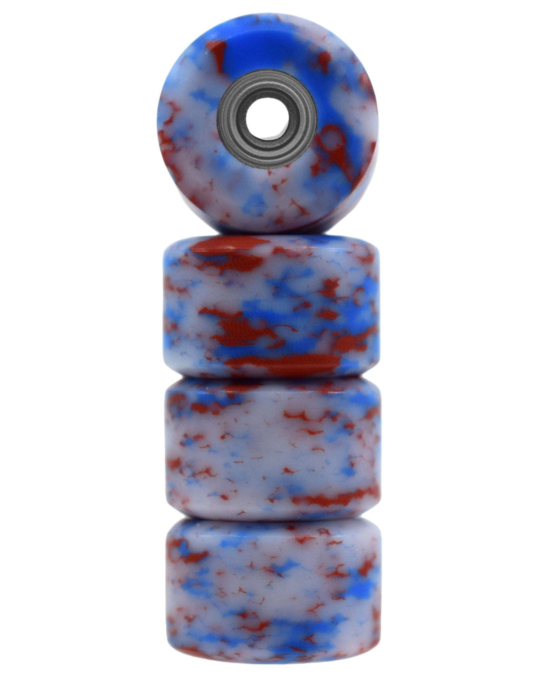 Teak Tuning *LIMITED RUN* Apex 65D All Terrain Polymer (ATP) Fingerboard Wheels, New Street Shape - Digital Swirls, Limited Series - Premium ABEC-9 Stealth Bearings - Firecracker Swirl Colorway - Set of 7