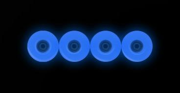 Teak Tuning Apex 71D Urethane Fingerboard Wheels, New Street Shape, Ultra Spin Bearings - White Blue Glow Colorway - Set of 4