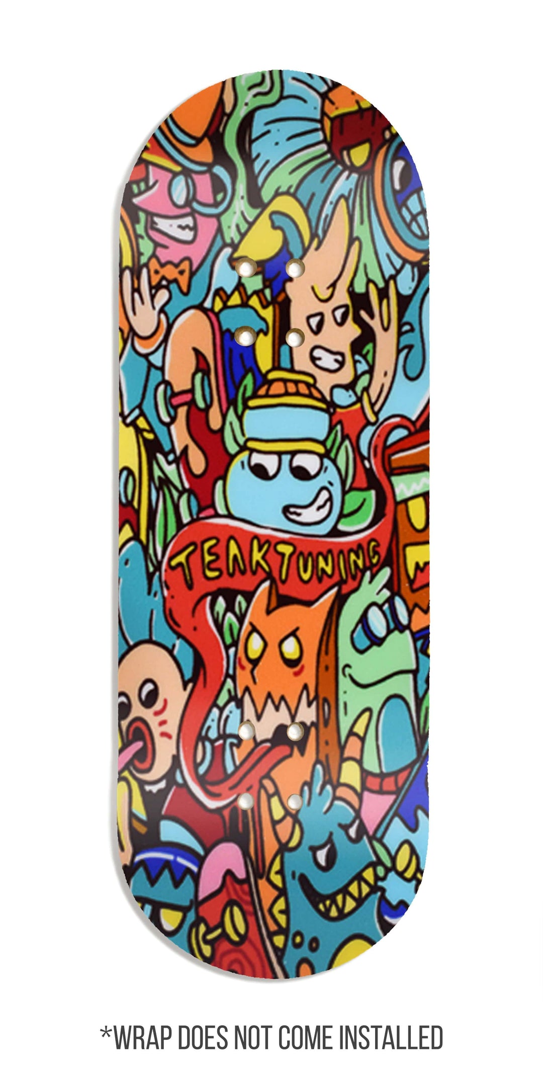 Teak Tuning Teak Swap Fingerboard Deck & Graphic Wrap - "Bubble Bushings & Monsters" - 32mm x 97mm