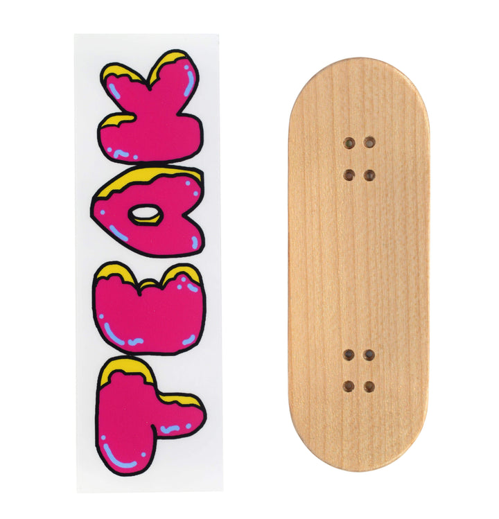 Teak Tuning Teak Swap Fingerboard Deck & Graphic Wrap - "Donut Logo, Pink" - 32mm x 97mm