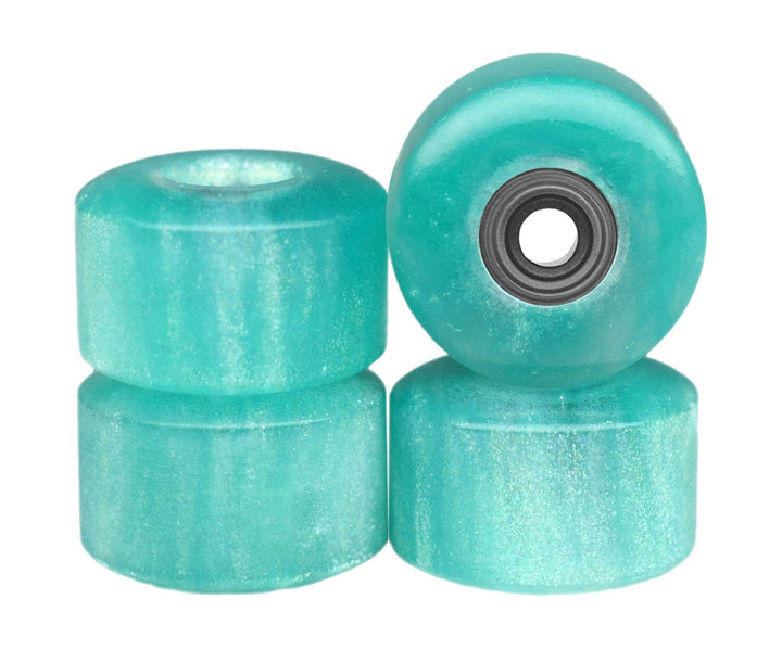 Teak Tuning Apex Urethane Fingerboard Wheels, New Street Style, Geode Series - ABEC-9 Stealth Bearings - 77D - Amazonite Swirl Colorway