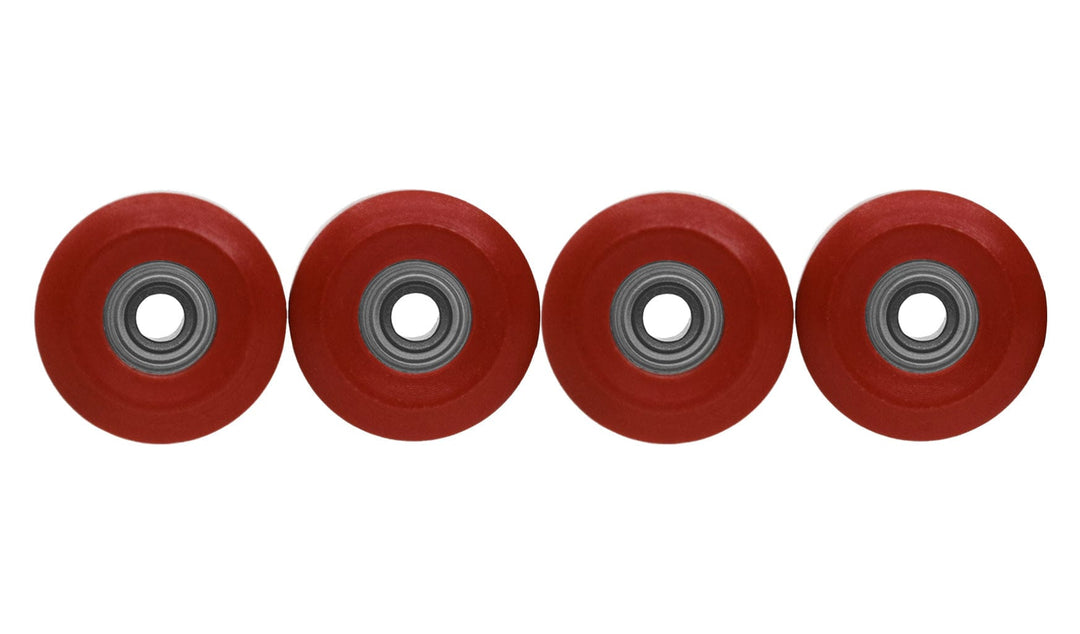 Teak Tuning Apex 65D All Terrain Polymer (ATP) Fingerboard Wheels, New Street Shape - Premium ABEC-9 Stealth Bearings - Scarlet Colorway - Set of 4