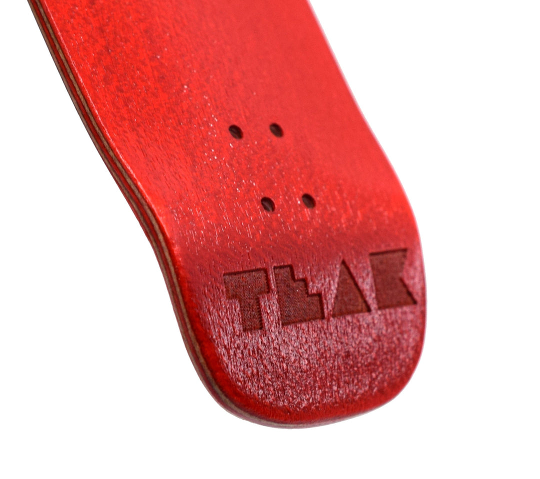 Teak Tuning PROlific Wooden 5 Ply Fingerboard Boxy Deck 32x96mm - Cherry Red - with Color Matching Mid Ply