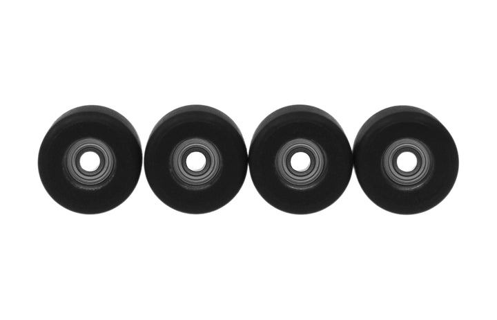 Teak Tuning Apex 71D Urethane Fingerboard Wheels, Mini "Shorty" Shape, Premium ABEC-9 Stealth Bearings - Pitch Black Colorway - Set of 4