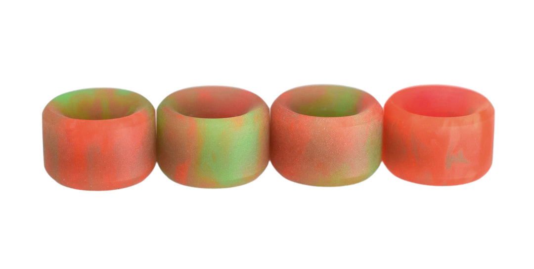 Teak Tuning Slim Bowl Fingerboard Wheels - 61D Urethane, ABEC-9 Bearings - Watermelon Swirl Colorway