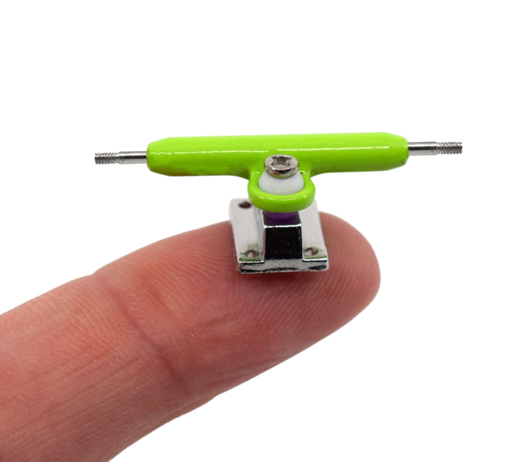 Teak Tuning Prodigy Pro Inverted Fingerboard Trucks, 34mm - Lime Green & Silver Colorway