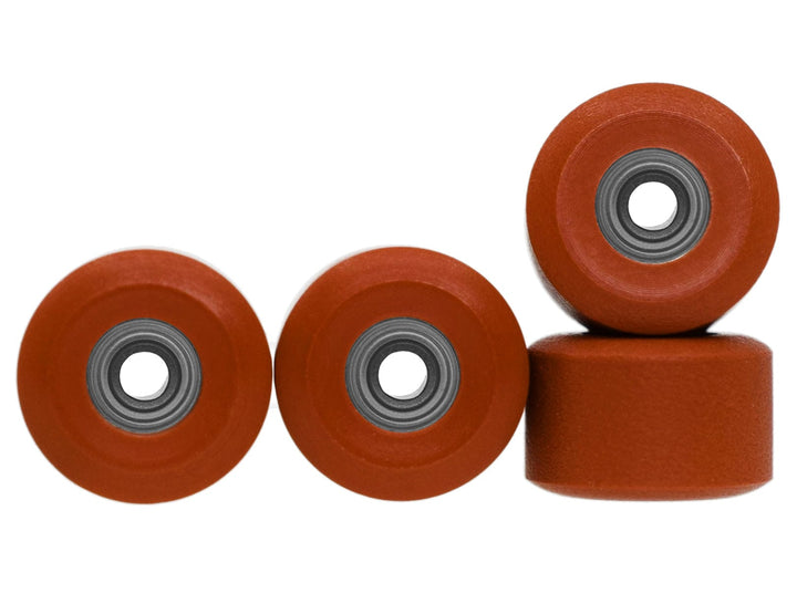 Teak Tuning Apex 65D All Terrain Polymer (ATP) Fingerboard Wheels, New Street Shape - Premium ABEC-9 Stealth Bearings - Terracotta Colorway - Set of 4