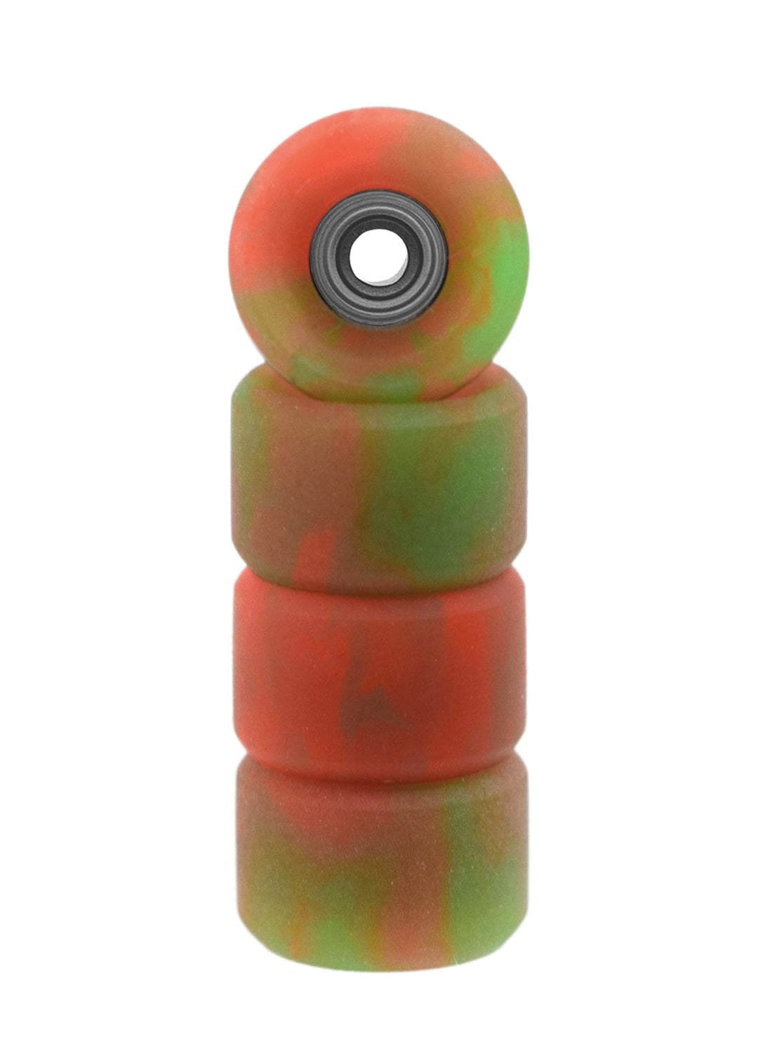 Teak Tuning Slim Bowl Fingerboard Wheels - 61D Urethane, ABEC-9 Bearings - Watermelon Swirl Colorway