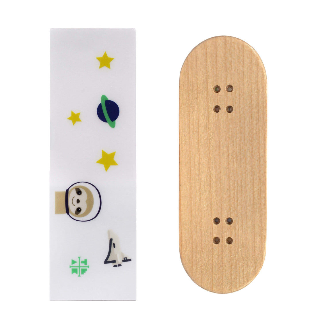 Teak Tuning Teak Swap Fingerboard Deck & Graphic Wrap - "Sloth in Space" - 32mm x 97mm