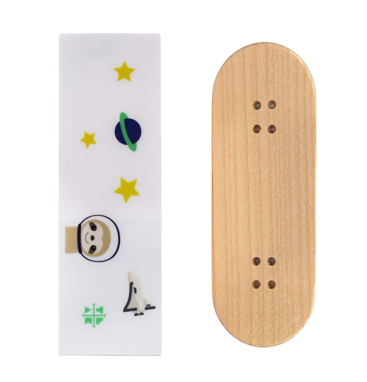 Teak Tuning Teak Swap Fingerboard Deck & Graphic Wrap - "Sloth in Space" - 32mm x 97mm