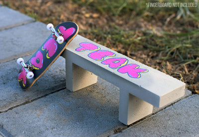 Teak Tuning Color Graphic Concrete Fingerboard Bench, 7" Long