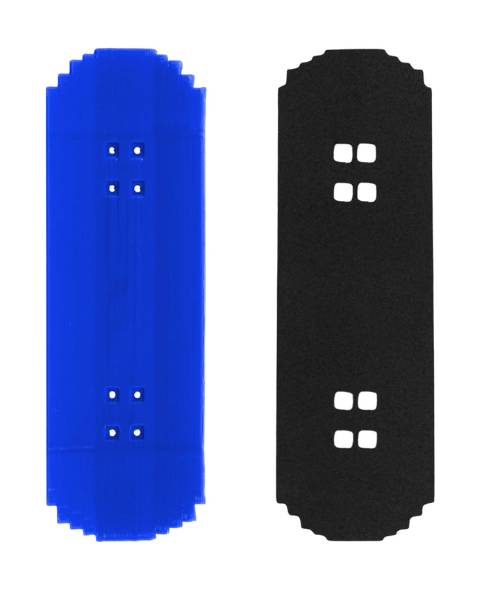 Teak Tuning Fingerboard Pixelated Poly Deck, "8-Bit Blue" - 32mm x 100mm