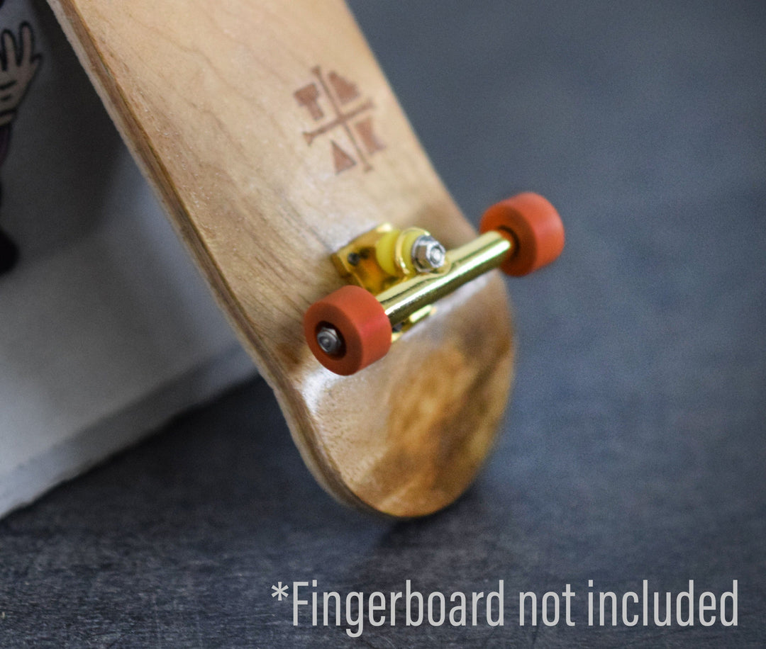 Teak Tuning Apex 65D All Terrain Polymer (ATP) Fingerboard Wheels, New Street Shape - Premium ABEC-9 Stealth Bearings - Terracotta Colorway - Set of 4