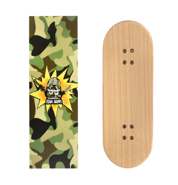 Teak Tuning Teak Swap Fingerboard Deck & Graphic Wrap - "Teak Army Camo"  - 32mm x 97mm