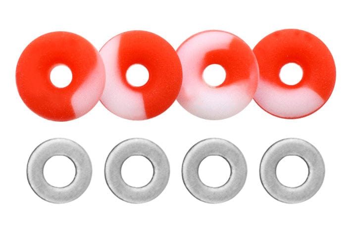 Teak Tuning O-Ring Bushings Pro Duro Series - Multiple Durometers - Red & White Swirl 71A