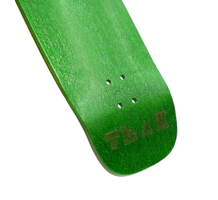 Teak Tuning PROlific Wooden 5 Ply Fingerboard Boxy Deck 32x96mm - Ghillie Green - with Color Matching Mid Ply