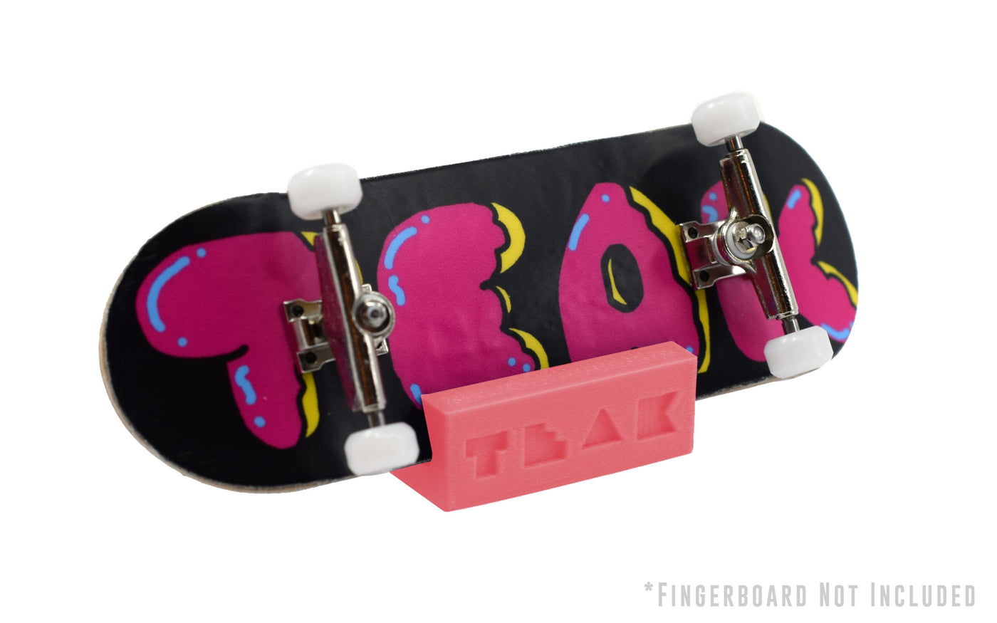 Teak Tuning Fingerboard Display Stand - Rectangle Edition - Bubblegum Colorway