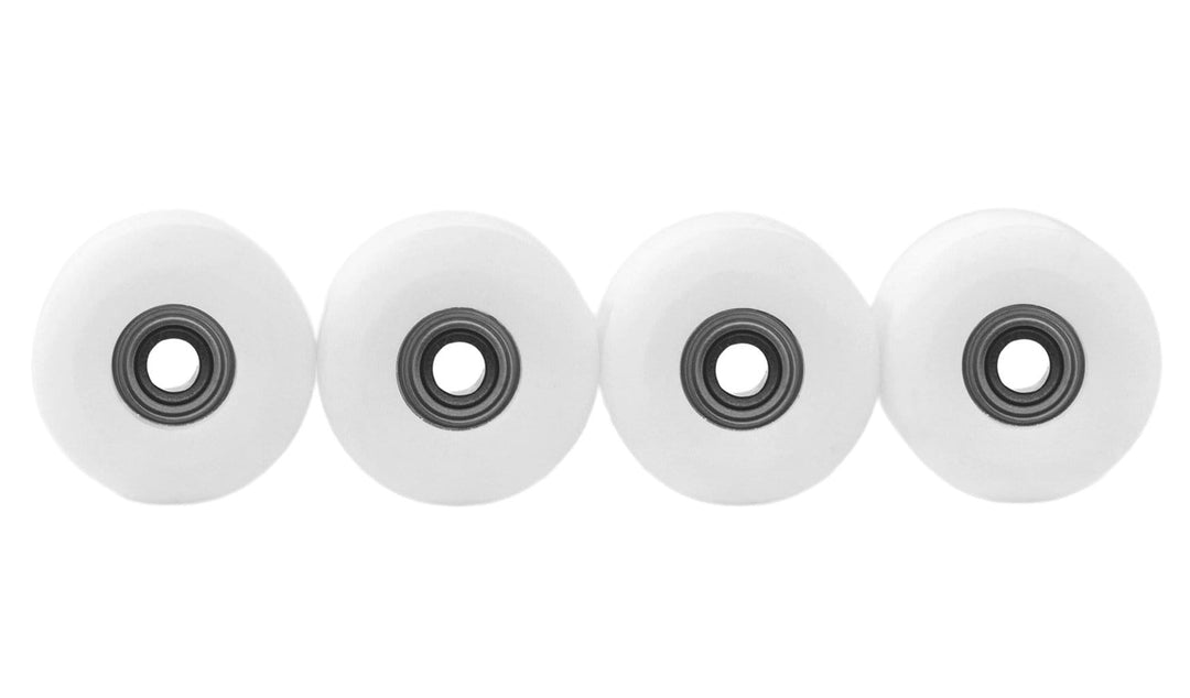 Teak Tuning Apex 61D Urethane Fingerboard Wheels, New Street Shape, Ultra Spin Bearings - White Snow Colorway - Set of 4