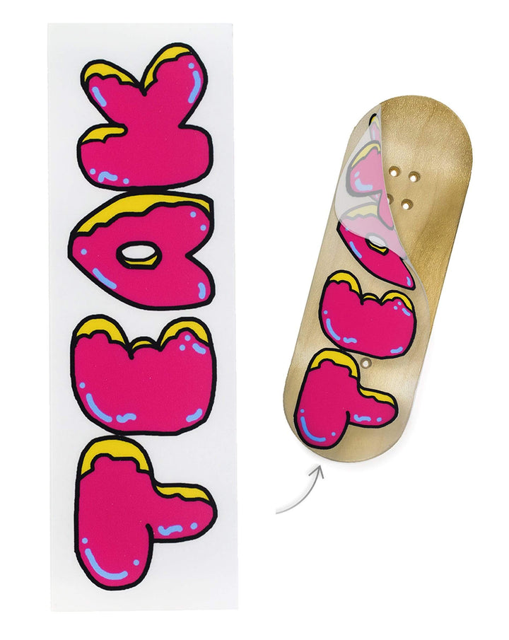 Teak Tuning Teak Swap Fingerboard Deck & Graphic Wrap - "Donut Logo, Pink" - 32mm x 97mm