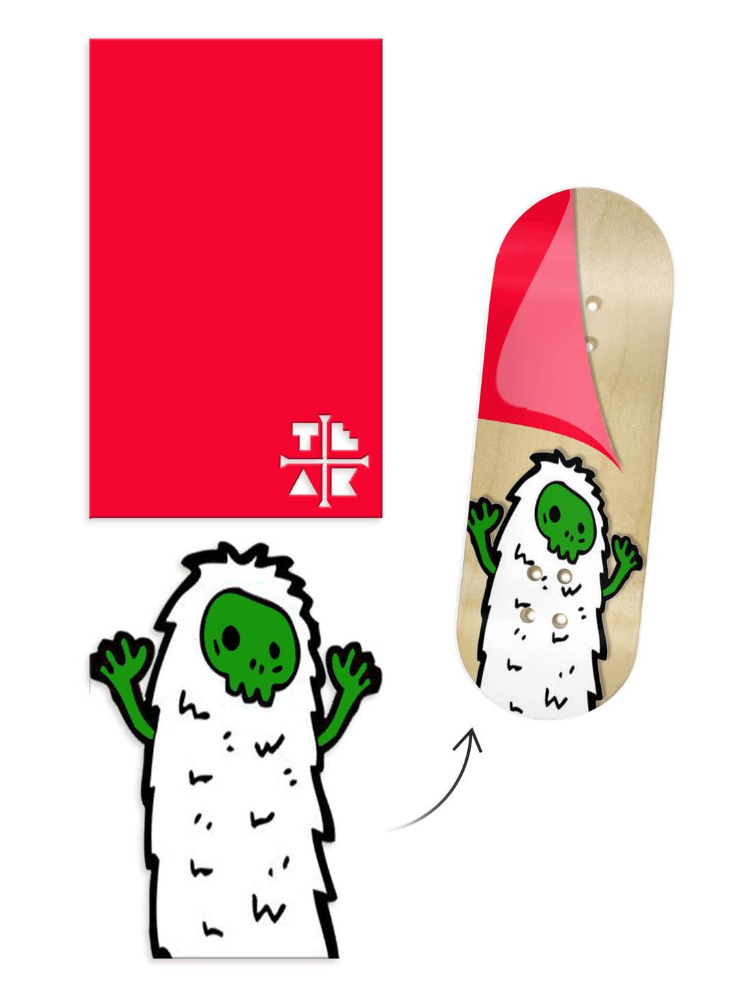 Teak Tuning Limited Edition "Christmas Yeti" Deck Graphic Christmas Wrap (Transparent Background) - 35mm x 110mm