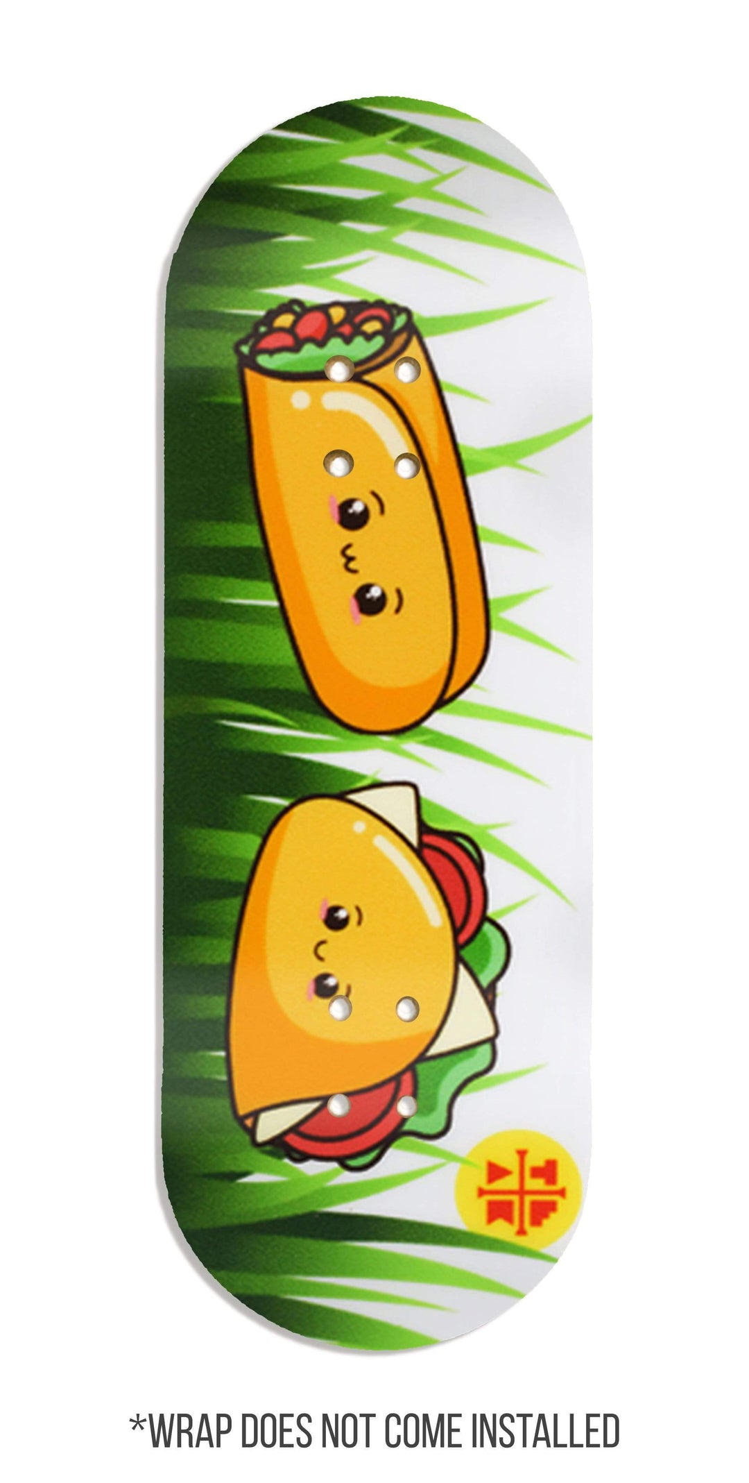 Teak Tuning Teak Swap Fingerboard Deck & Graphic Wrap - "Happy Tacos" - 32mm x 97mm