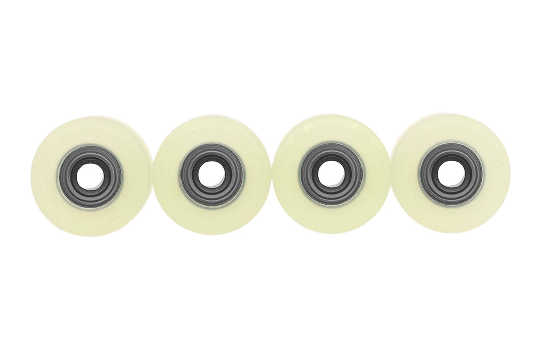 Teak Tuning Apex 71D Urethane Fingerboard Wheels, Mini "Shorty" Shape, Premium ABEC-9 Stealth Bearings - UV Vanilla Colorway - Set of 4