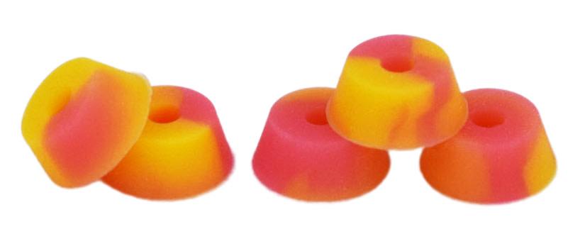 Teak Tuning Bubble Bushings Pro Duro Series - Multiple Durometers - Pink and Yellow Swirl 51A