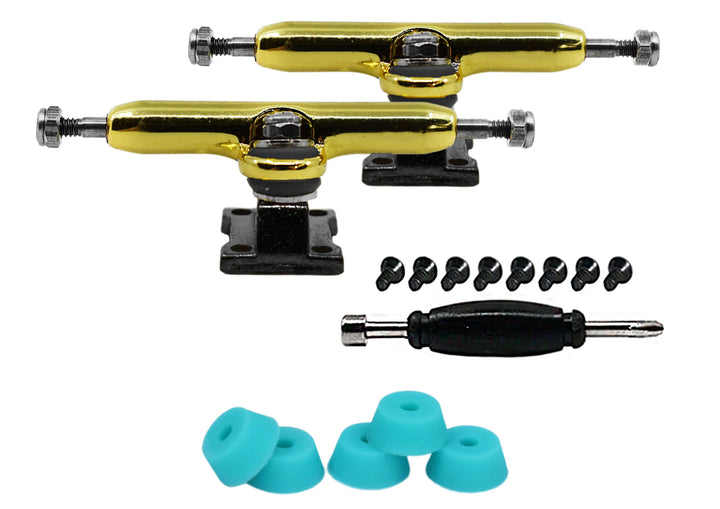 Teak Tuning Professional Shaped Prodigy Trucks, Black and Gold "Black Mamba" Colorway - 32mm Wide Gold Mamba Colorway