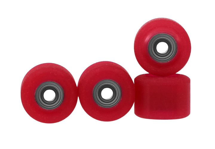 Teak Tuning Apex 71D Urethane Fingerboard Wheels, Mini "Shorty" Shape, Premium ABEC-9 Stealth Bearings - Cherry Red Colorway - Set of 4