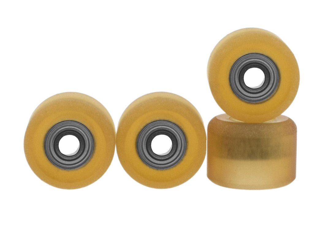 Teak Tuning Apex 61D Urethane Fingerboard Wheels, Mini "Shorty" Shape, Premium ABEC-9 Stealth Bearings - Honey Colorway - Set of 4
