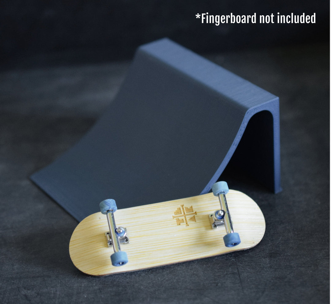 Teak Tuning Fingerboard Quarter Pipe - 4" x 4" x 2.25" - Blue Steel Colorway