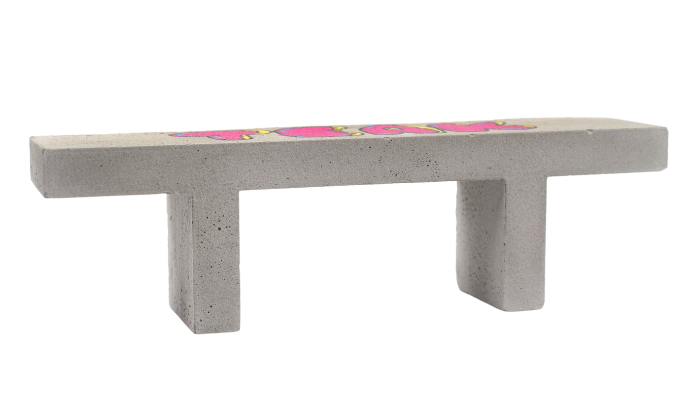 Teak Tuning Color Graphic Concrete Fingerboard Bench, 7" Long