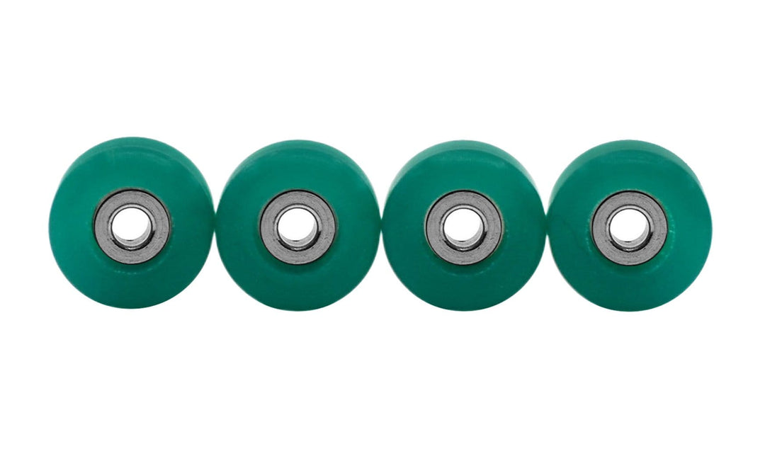 Teak Tuning Apex 71D Urethane Fingerboard Wheels, New Street Shape, Ultra Spin Bearings - Jade Green Colorway - Set of 4