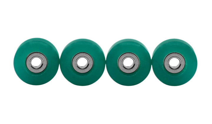 Teak Tuning Apex 71D Urethane Fingerboard Wheels, New Street Shape, Ultra Spin Bearings - Jade Green Colorway - Set of 4