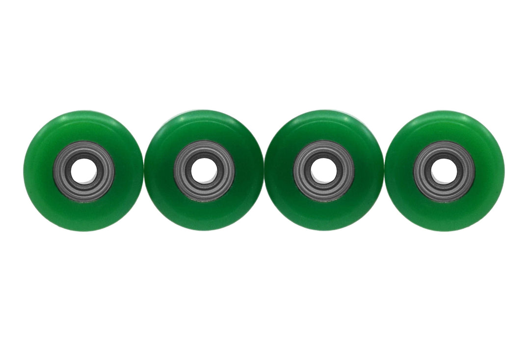 Teak Tuning Apex 85D Premium Plastic Fingerboard Wheels, Mini "Shorty" Shape - Premium ABEC-9 Stealth Bearings - Kelly Green Colorway - Set of 4