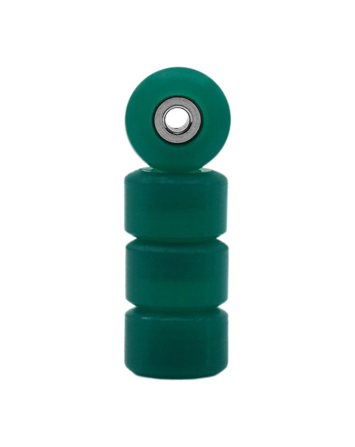 Teak Tuning Apex 71D Urethane Fingerboard Wheels, New Street Shape, Ultra Spin Bearings - Jade Green Colorway - Set of 4