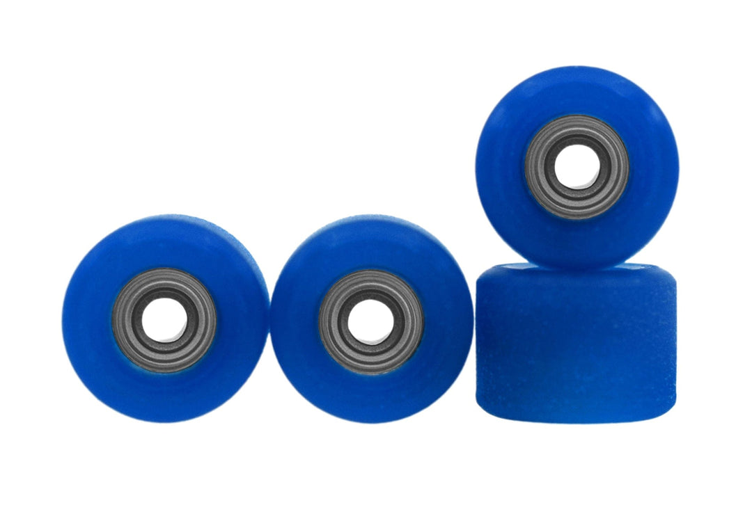 Teak Tuning Apex 71D Urethane Fingerboard Wheels, Mini "Shorty" Shape, Premium ABEC-9 Stealth Bearings - Cobalt Blue Colorway - Set of 4