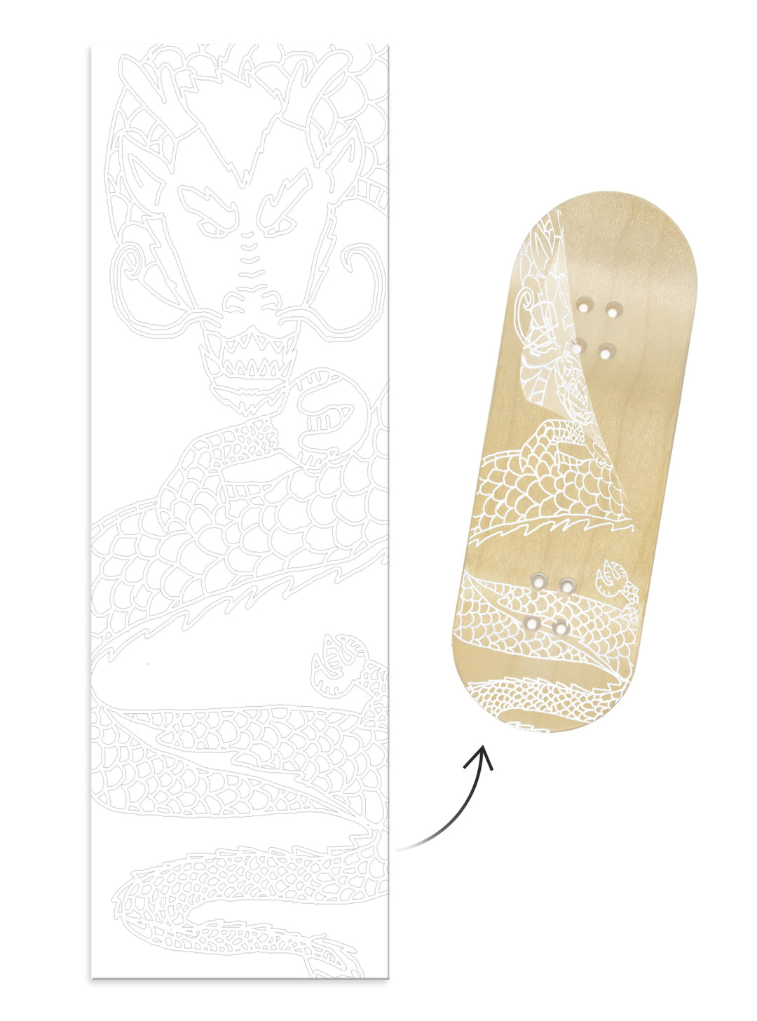 Teak Tuning "White Dragon Born" WellVentions Collaboration Deck Graphic Wrap - Designed by Christian - 35mm x 110mm (Transparent Background)