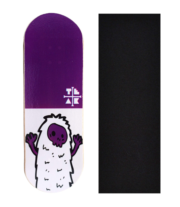 Teak Tuning Heat Transfer Graphic Wooden Fingerboard Deck, "Purple Yeti" - 32mm x 97mm