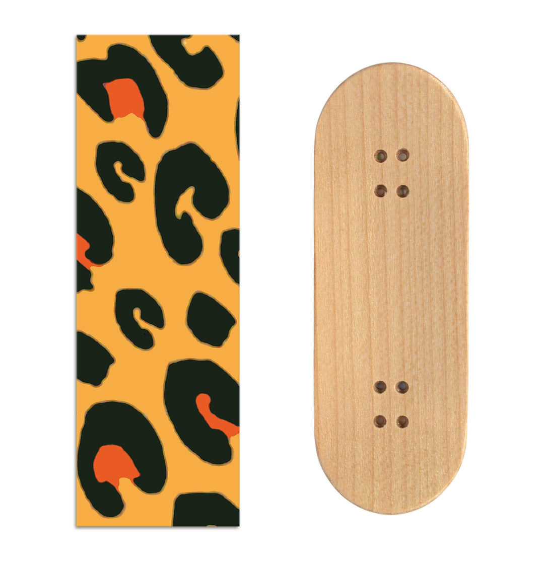 Teak Tuning Teak Swap Fingerboard Deck & ColorBlock Wrap - "Leopard Print" - 32mm x 97mm