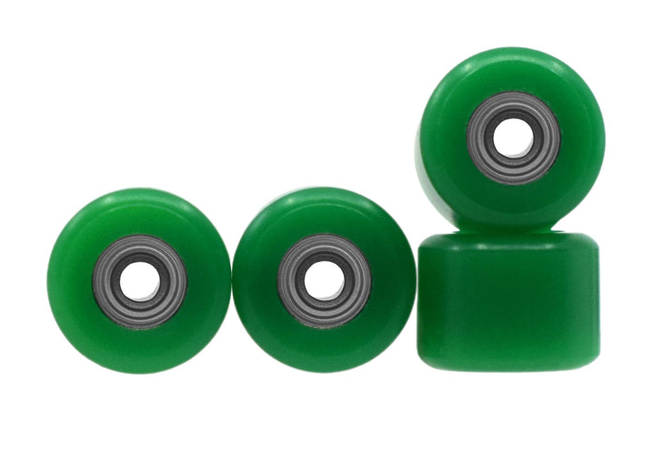 Teak Tuning Apex 85D Premium Plastic Fingerboard Wheels, Mini "Shorty" Shape - Premium ABEC-9 Stealth Bearings - Kelly Green Colorway - Set of 4