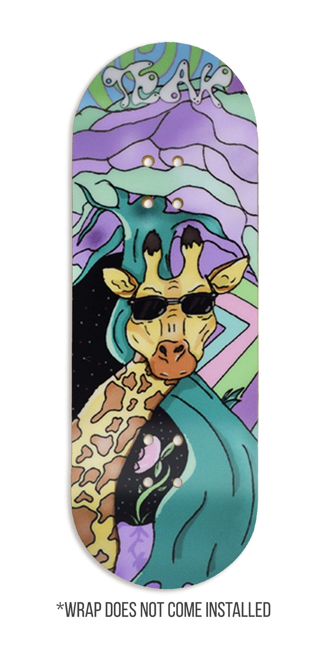 Teak Tuning Teak Swap Fingerboard Deck & Graphic Wrap - "Graffiti Giraffe" - 32mm x 97mm