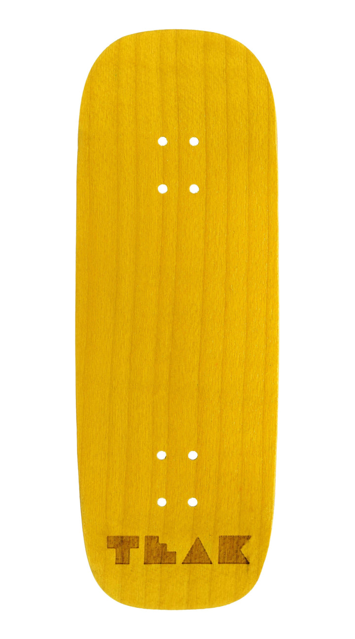 Teak Tuning PROlific Wooden 5 Ply Fingerboard Boxy Deck 32x96mm - Banana Yellow - with Color Matching Mid Ply