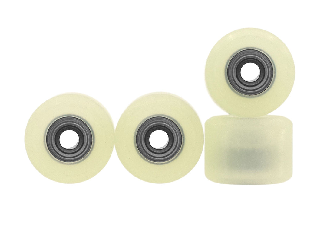 Teak Tuning Apex 71D Urethane Fingerboard Wheels, Mini "Shorty" Shape, Premium ABEC-9 Stealth Bearings - UV Vanilla Colorway - Set of 4