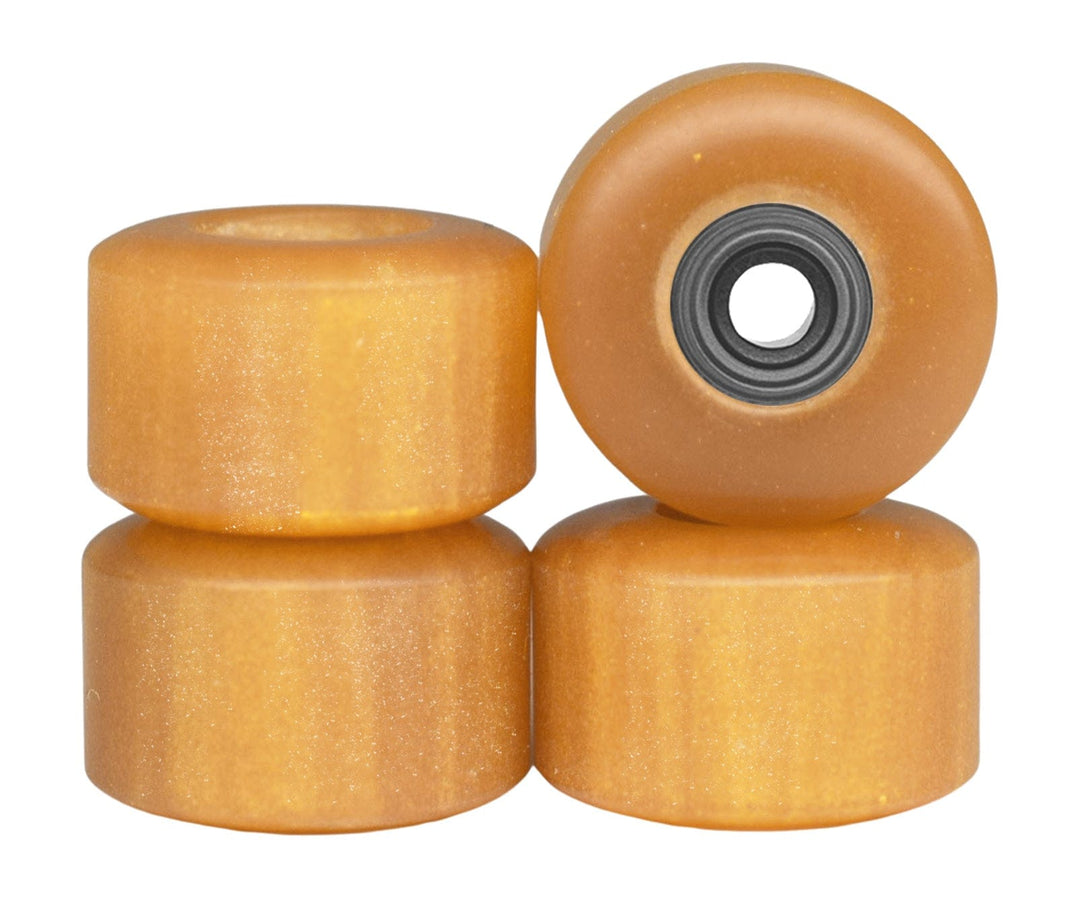 Teak Tuning Apex Urethane Fingerboard Wheels, New Street Style, Geode Series - ABEC-9 Stealth Bearings - 77D - Gold & Amber Swirl Colorway