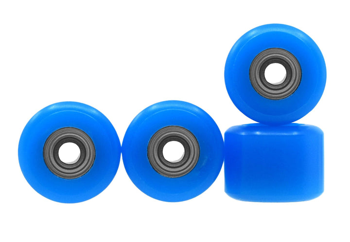 Teak Tuning Apex 85D Premium Plastic Fingerboard Wheels, Mini "Shorty" Shape - Premium ABEC-9 Stealth Bearings - Sky Blue Colorway - Set of 4