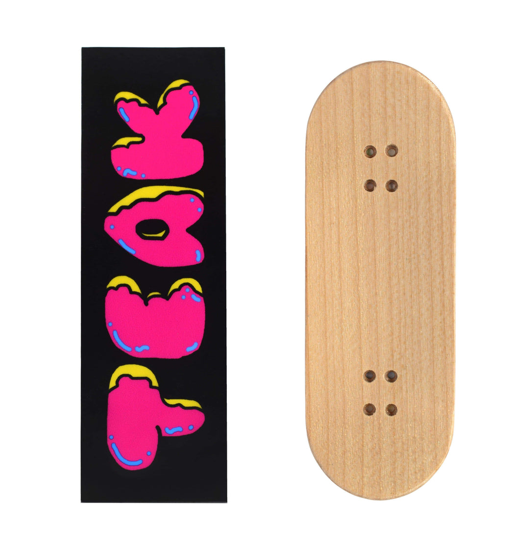 Teak Tuning Teak Swap Fingerboard Deck & Graphic Wrap - "Teak Donut Logo, Pink & Black" - 32mm x 97mm