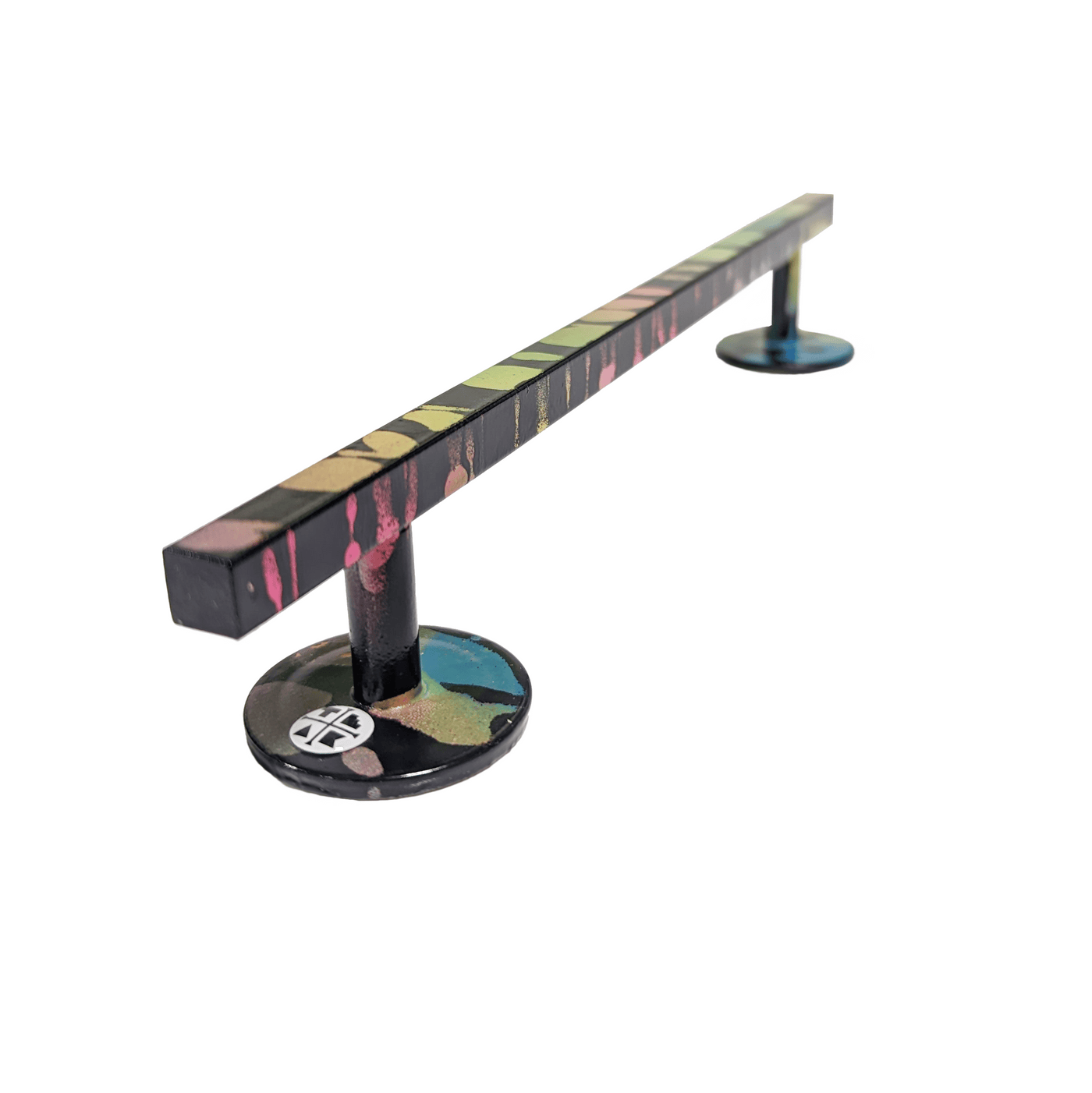 Teak Tuning Straight, Square Fingerboard Rail, 10" Long - Steel Construction - Florescent Swirl