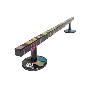 Teak Tuning Straight, Square Fingerboard Rail, 10" Long - Steel Construction - Florescent Swirl